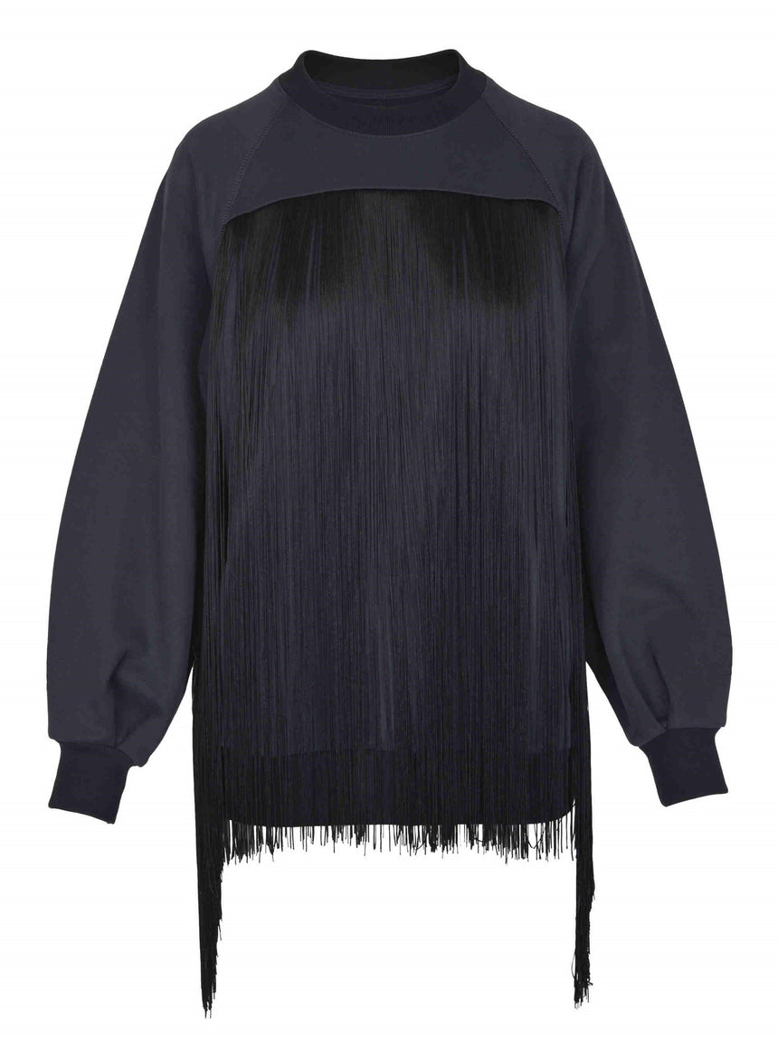 SILK FRINGE SWEATSHIRT
