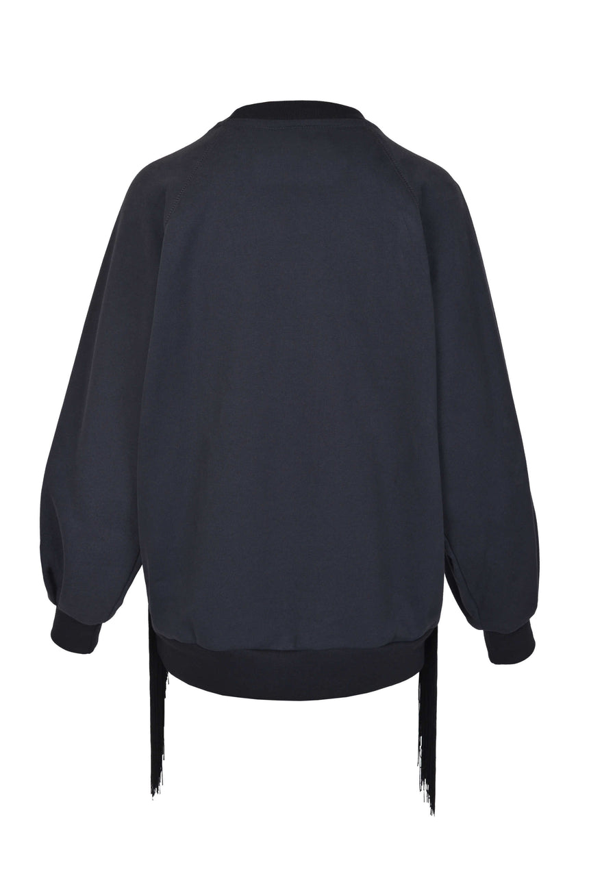 SILK FRINGE SWEATSHIRT