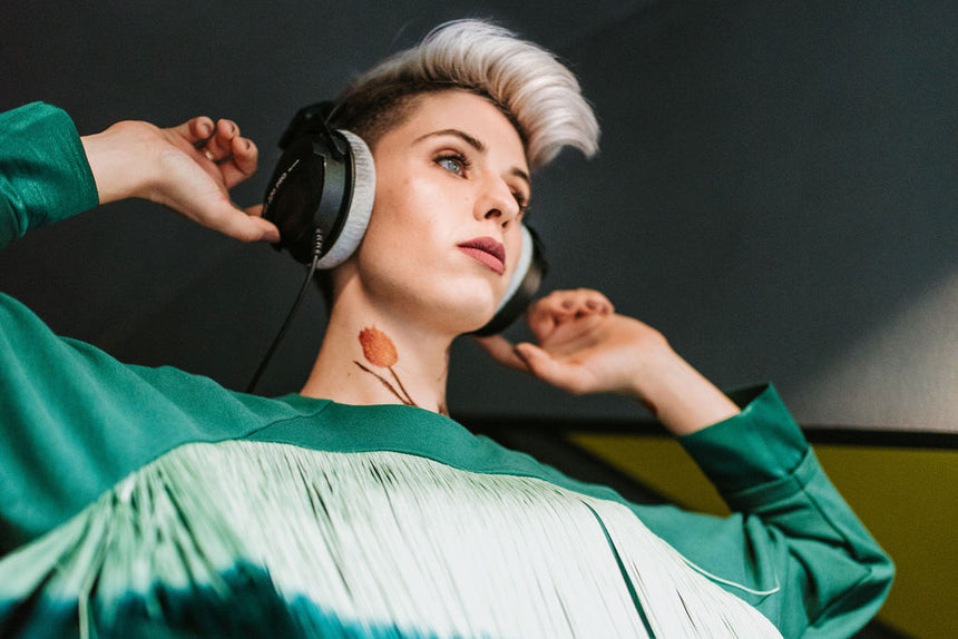 OMBRE SILK FRINGE SWEATSHIRT