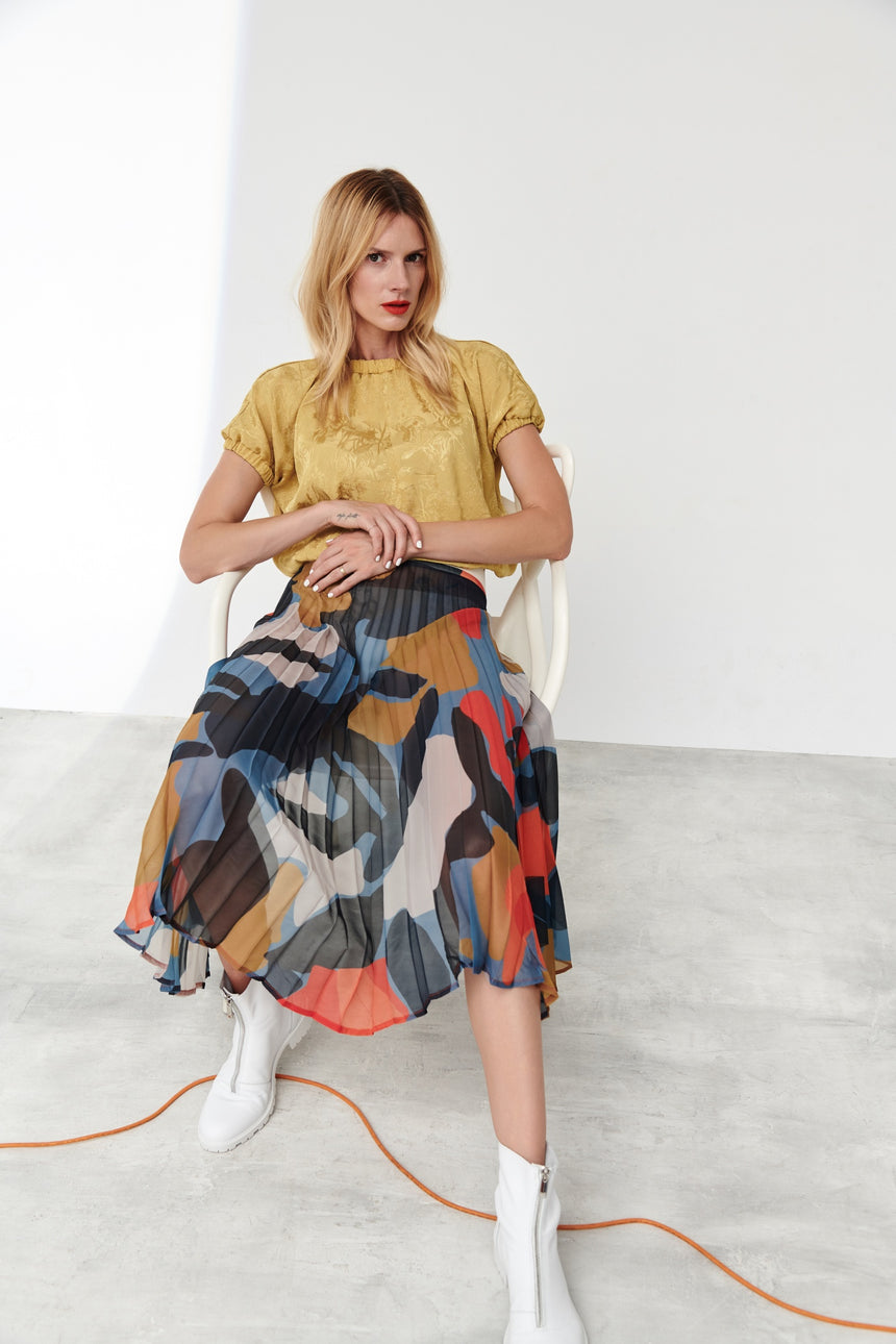 GOLD JACQUARD BLOUSE
