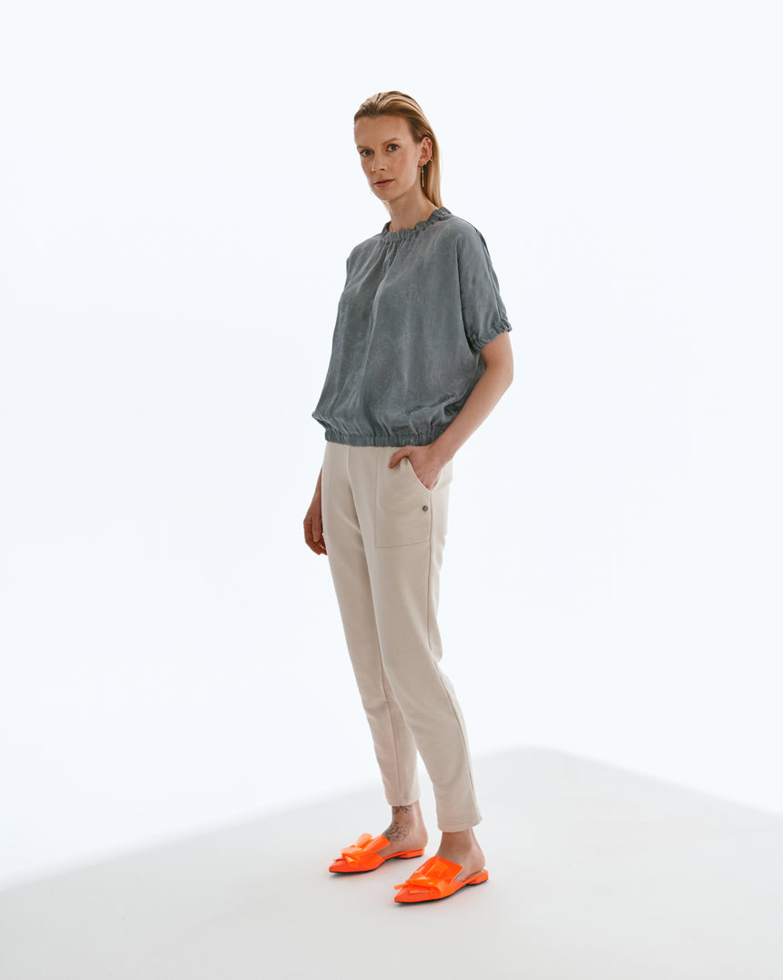 GREY JACQUARD BLOUSE