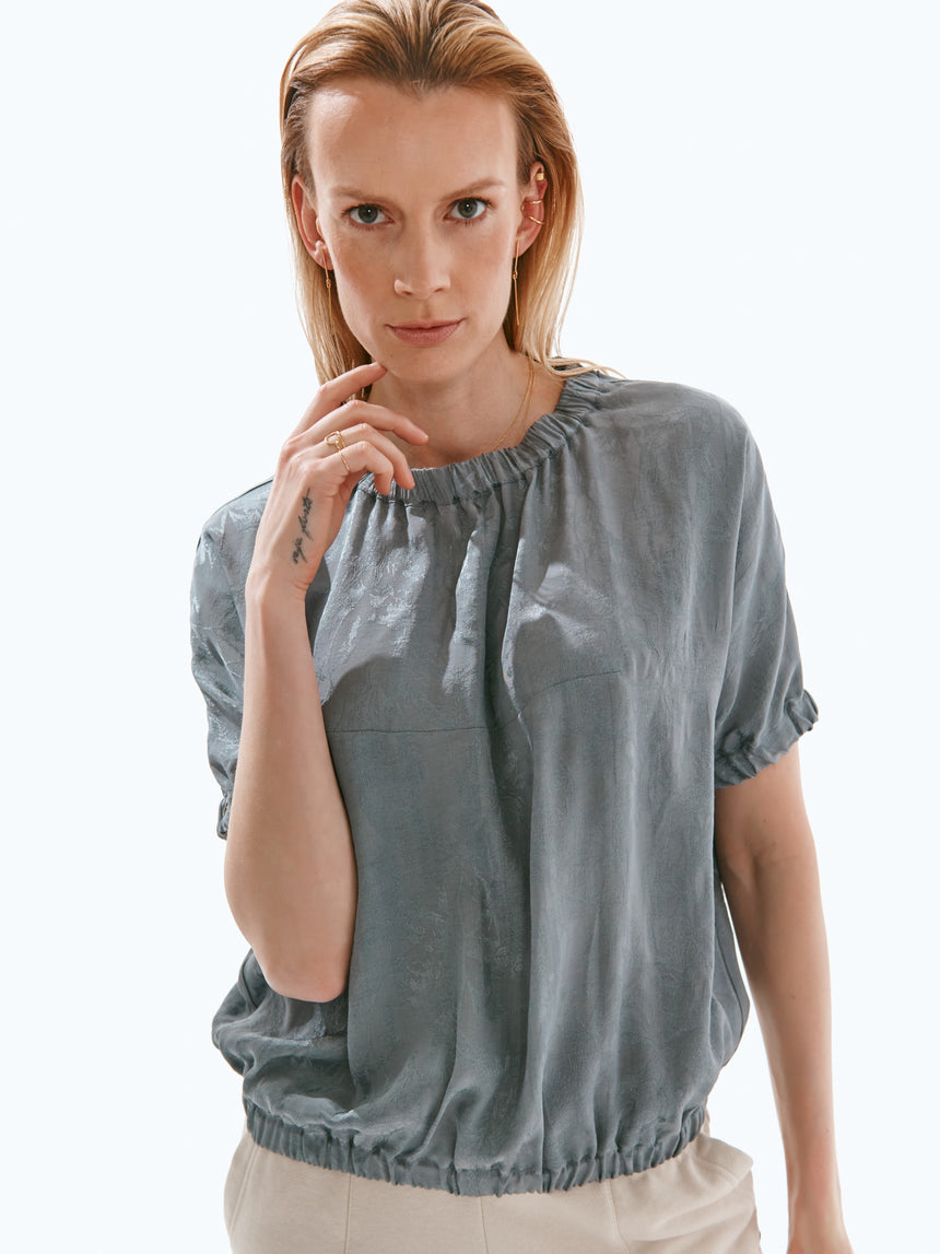 GREY JACQUARD BLOUSE