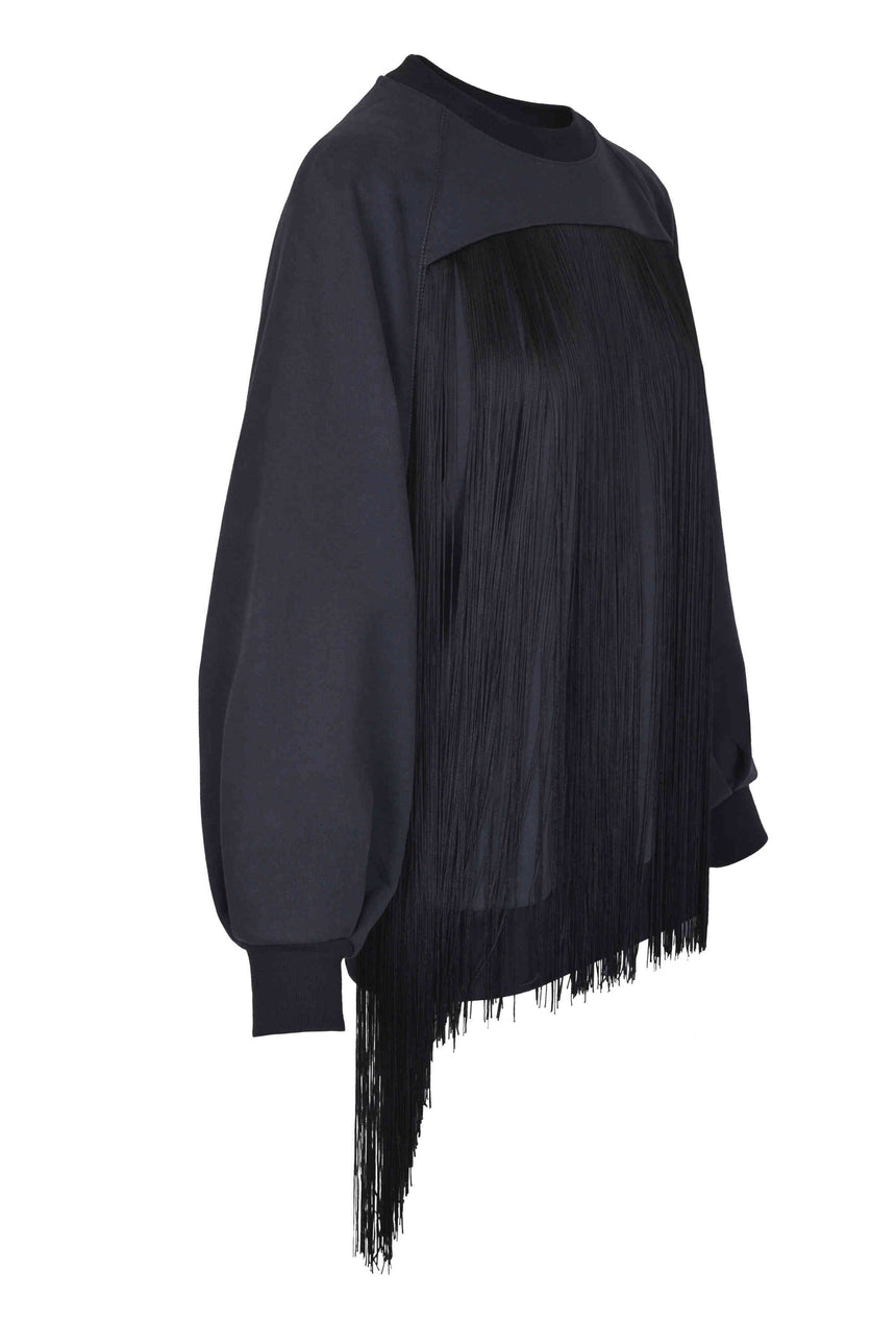 SILK FRINGE SWEATSHIRT