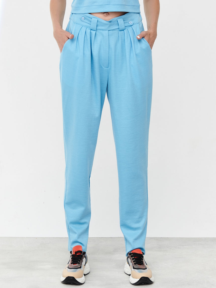 HEAVEN BLUE RAMIE PLEATED TROUSERS - LIMITED